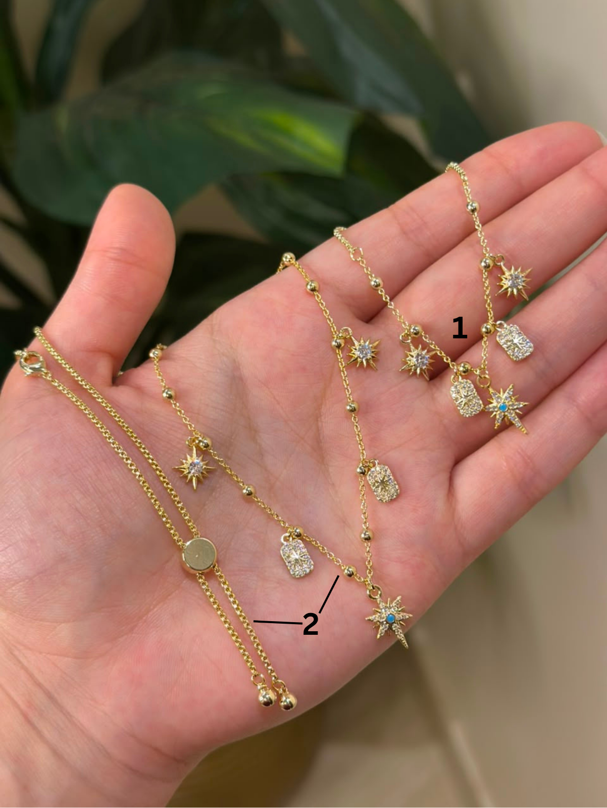 Bracelet 1 and Necklace choker 2