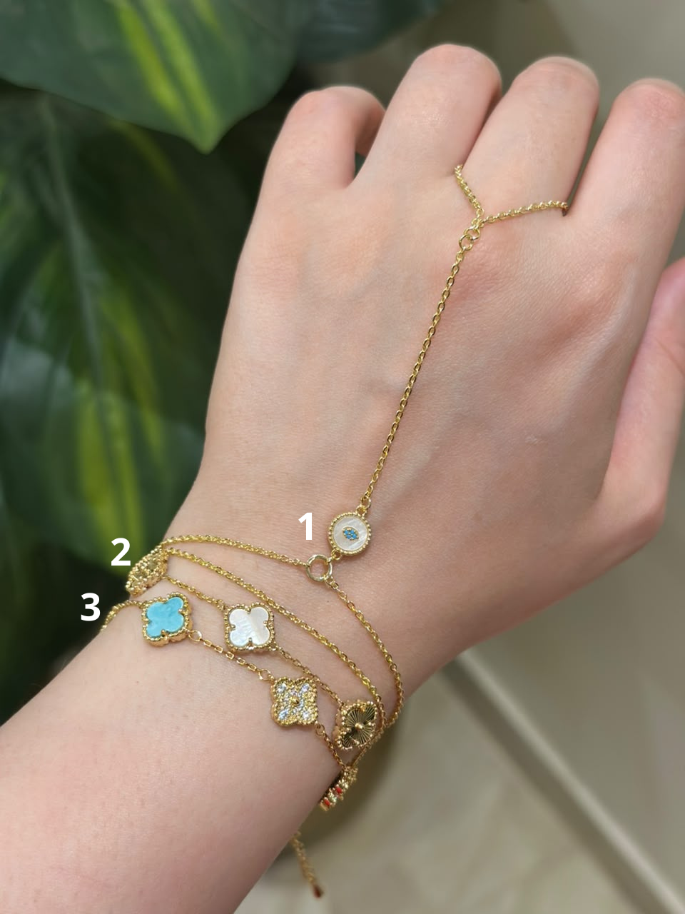 Hand Chain 1 and Bracelets 2 3
